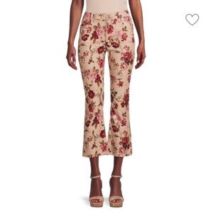 Driftwood Meg Floral Cropped Corduroy Pants Boho Cottagecore Grannycore 24 New